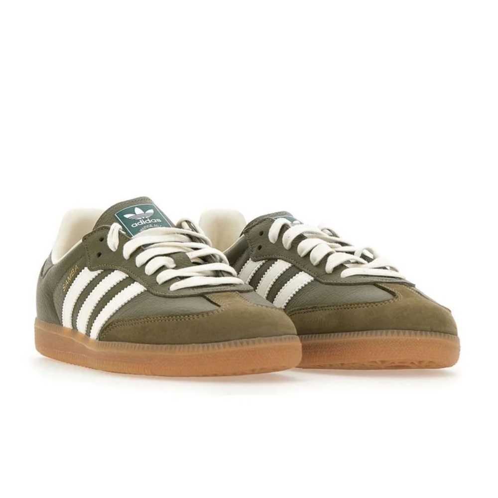 adidas Samba OG Olive Green White Suede Sneakers